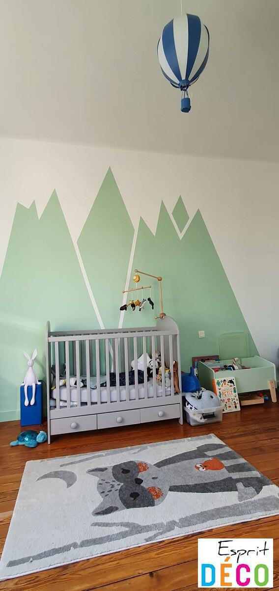 Motif mural vert pour peinture chambre d'enfant à Fougères (35)