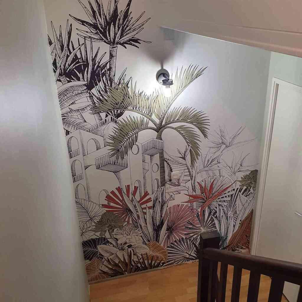 Papier peint panoramique realisation escalier